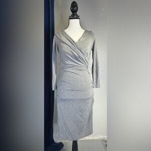 Diane Von Furstenberg DVF “Bentley” Grey Ruched Bodycon Dress | Size S